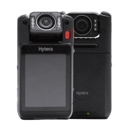 Two Hytera body cameras on a transparent background